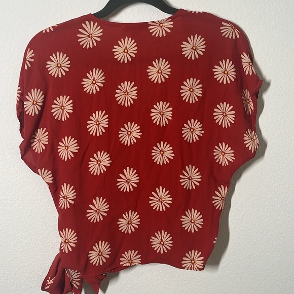 Madewell Sash-Tie Wrap Top in Daisy Daydream โ Etruscan Clay โ Size Small - Picture 7 of 7
